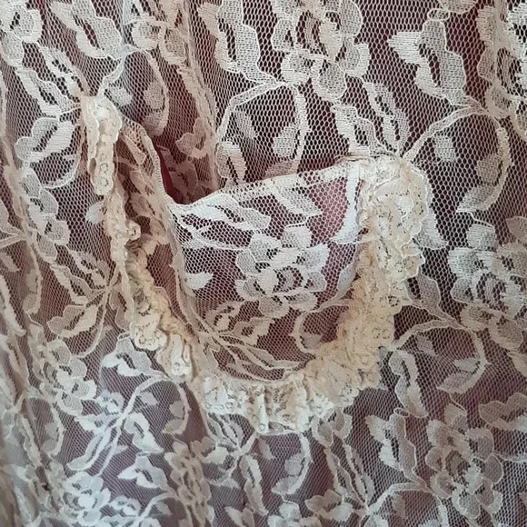 Vintage Night Gown Women's Medium Open Tie Front Lace Robe Maxi Length Dress - Picture 6 of 13